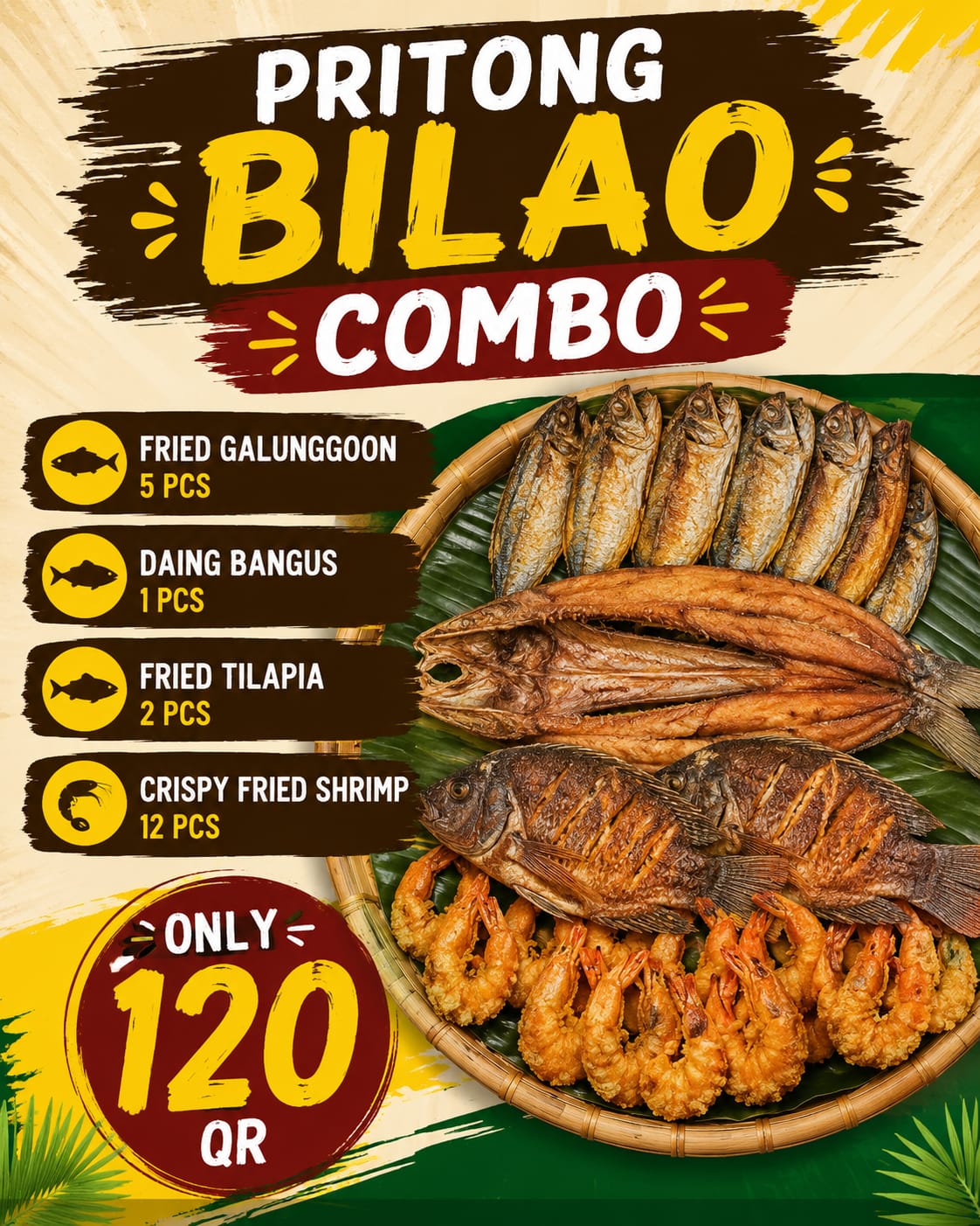 Pritong Bilao Seafood & Fish Combo